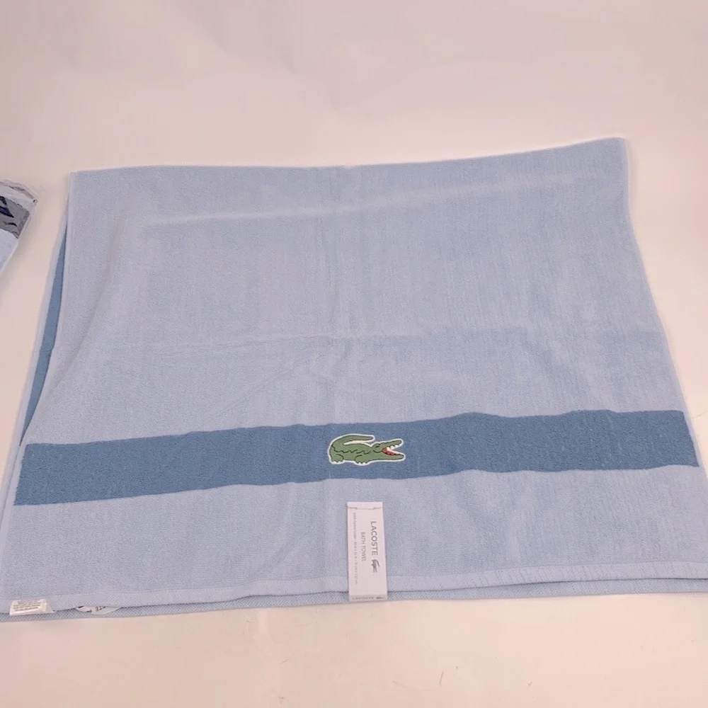 Lacoste Bath Towel Shades of Blue Alligator logo 30x52 inch New NWT